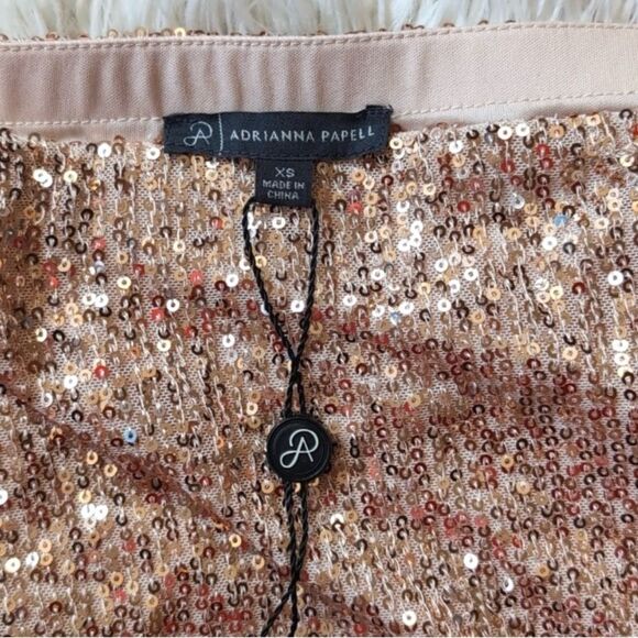 Adrianna pappell Sequin rose Gold Skirt xs NWT - Picture 2 of 11